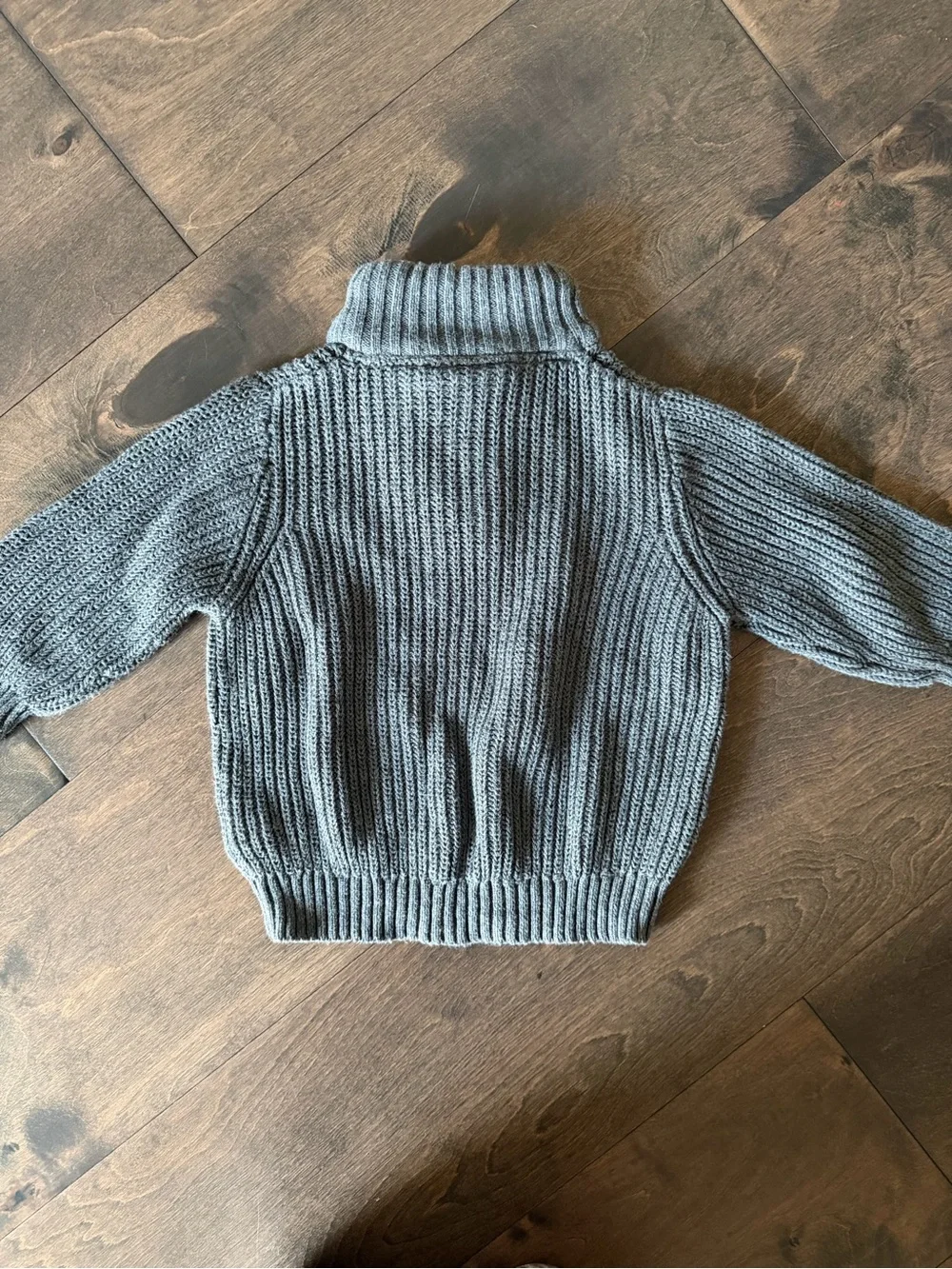 Gray Ribbed Half-Zip Sweater with Pants - Picture 3 of 7
